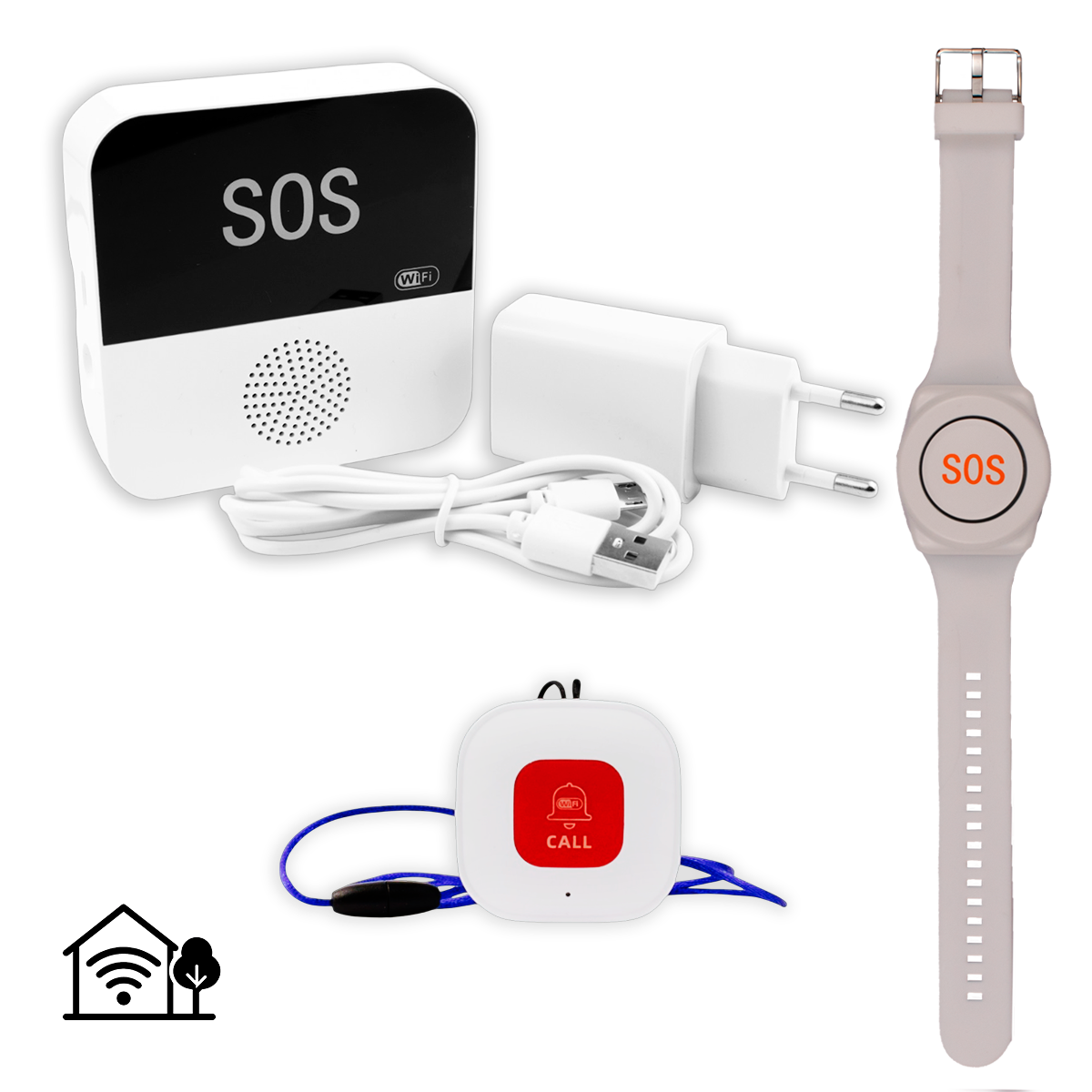 Alarmknop Set Basis (AHRW) – Basisstation, Alarmknop en Alarm horloge – Personenalarmering - Senioren Alarm - Alarmknop voor ouderen - SOS knop - Geen abonnement