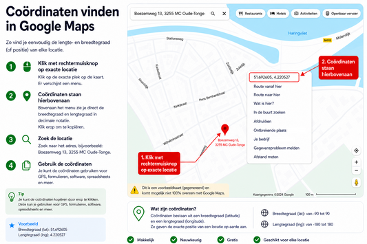 Hoe vind je eenvoudig coördinaten (lengte- en breedtegraad) in Google Maps?