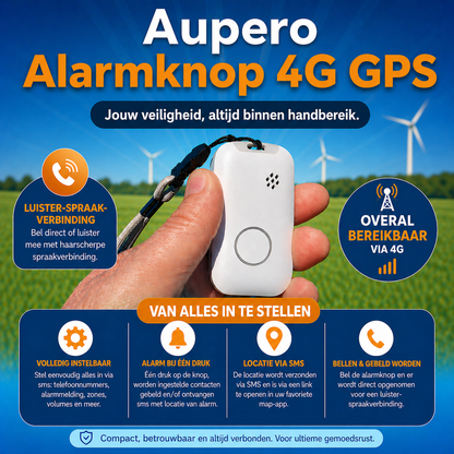 Aupero Alarmknop 4G GPS + oplaadstation (Nederlands gesproken)