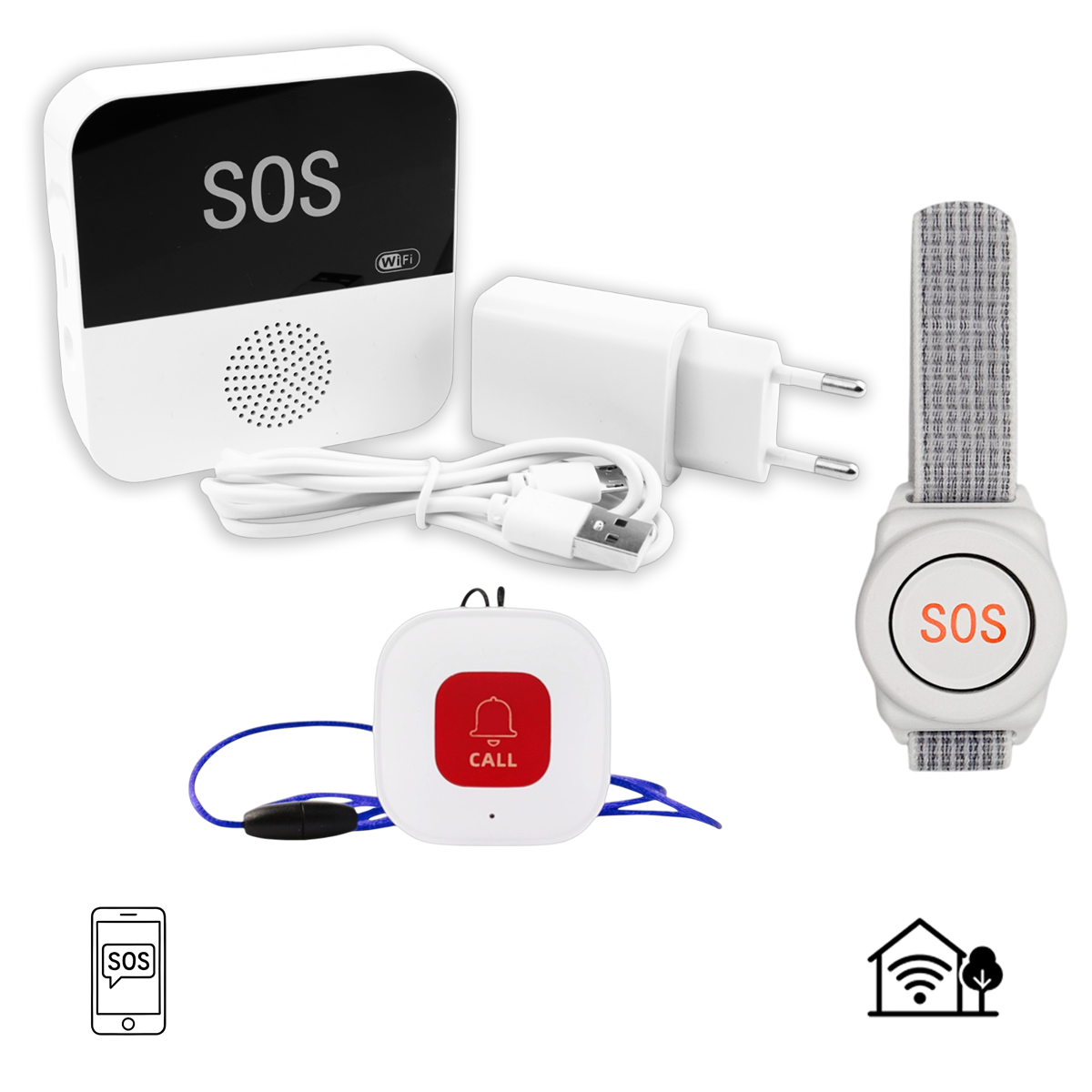 Aupero Alarmknop Set Basis (AHRW-K) – Alarmhorloge met klittenband polsband