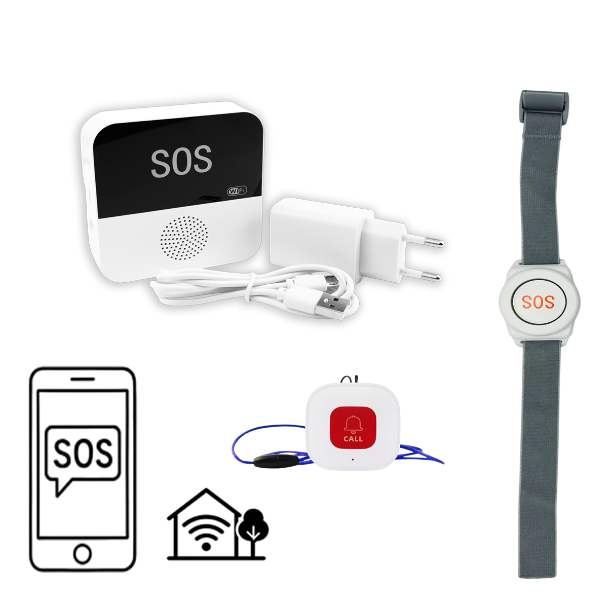 Aupero Alarmknop Set Basis (AHRW-E) – Alarmhorloge met elastische polsband